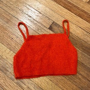 Orange Bralette crop top zara sweater knit orange bralette tank